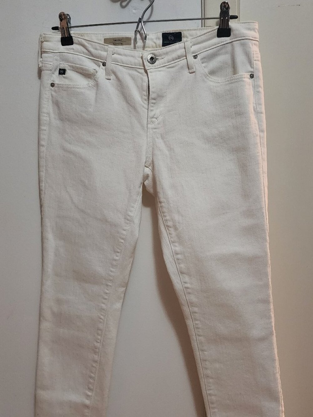 AG Adriano Goldschmied Womens The Stilt Cigarette Crop Jeans White Size 28